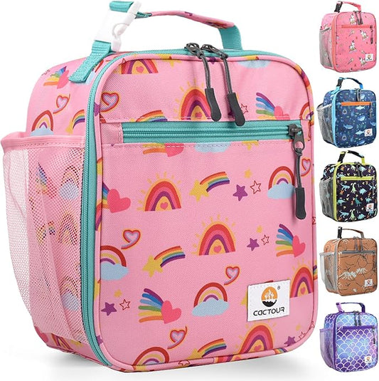 Lunch Box Kids,Premium Insulated Lunch Bag for Girls Boys,Soft Bag Mini Cooler Back to School Thermal Reusable Lunch Bag for Work School Picnic (Rainbow)