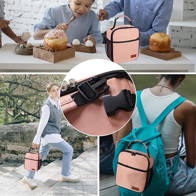 Femuar Lunch Box for Men Women Adults, Small Lunchbox for Work Picnic - Reusable Lunch bag Portable Lunch tote, Light Pink