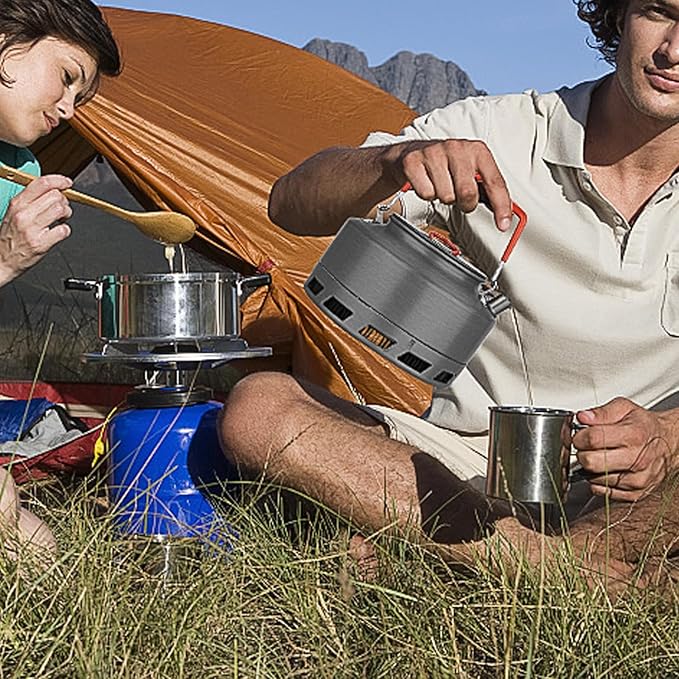 Tentock Portable Hard Aluminum Camping Kettle Camping Tea Pots Campfire Kettle for Boiling Water for Backpacking Outdoor Activities