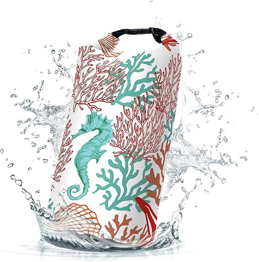 Waterproof Dry Bag,Roll Top Sea Turtle Starfish Coral Small Waterproof Backpack 5L/10L/20L Floating and Lightweight Bags for Kayaking, Boating, Fishing, Swimming and Camping
