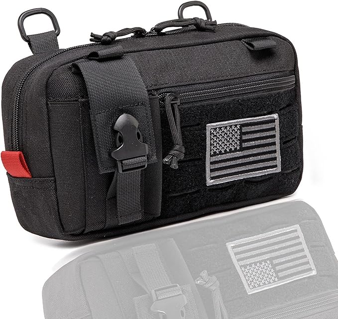 Molle Admin Pouch with Laser Cutting Loop,Car EDC EMT Molle Pouches, Large Capacity Tactical Pouch, EDC Pouch Organizer Include US Flag