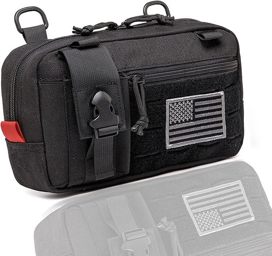 Molle Admin Pouch with Laser Cutting Loop,Car EDC EMT Molle Pouches, Large Capacity Tactical Pouch, EDC Pouch Organizer Include US Flag