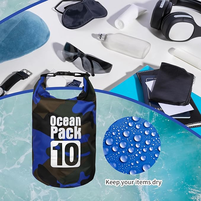 Dry Bag Waterproof for Women Men,5L Rolled Lightweight Dry Storage Bag Backpack with Phone Case for Travel,Swimming,Boating, Kayaking,Camping & Beach,Blue