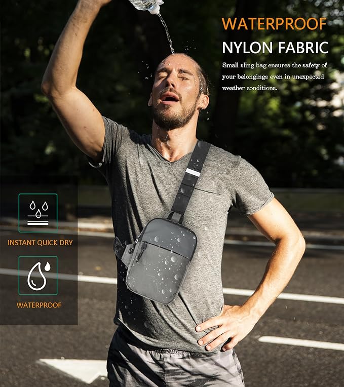 Mini Sling Bag for Men Women, Waterproof Utility Crossbody Backpack Chest Bag for Hiking Travel Sports Running