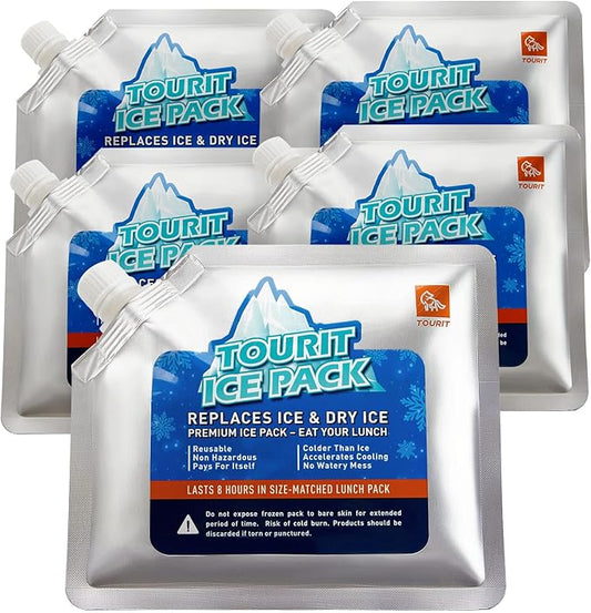 TOURIT Reusable Ice Pack for Coolers Long Lasting Cooler Ice Packs for Cooler Bag Lunch Bags/Boxes, Cooler Backpacks, Freezer Packs for Coolers