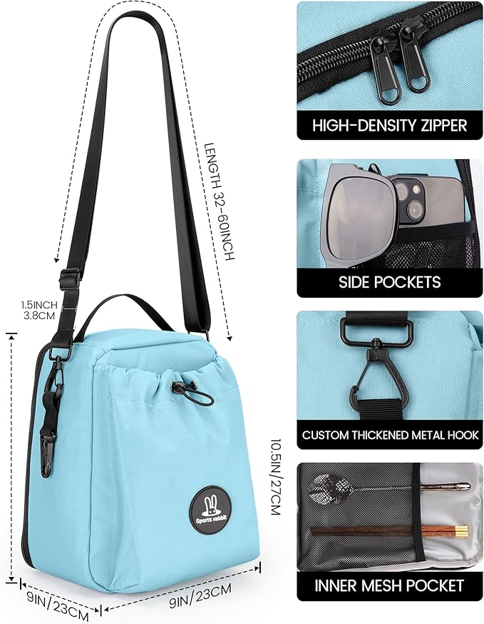 Sports rabbit Insulated Lunch Bag for Men & Women – Leakproof Cooler Tote for Containers & Water Bottles – Water-Resistant Wax-Coated Oxford Fabric – Perfect for Work, Travel, Picnics (Mint Green)