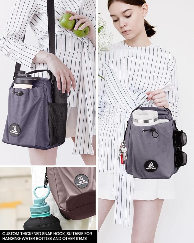 Sports rabbit Insulated Lunch Bag for Men – Front Pocket Compatible with 40/30OZ YETI Bottles – Leakproof Cooler Tote, Water-Resistant Wax-Coated Oxford – Perfect for Work, Travel, Picnics (Gray)