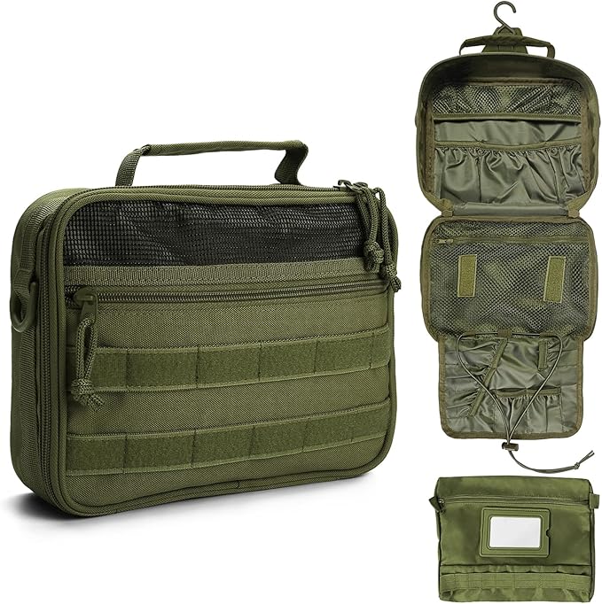 SMONT Tactical Toiletry Bag for Men, 9.5" Hanging Dopp Kit Shaving Hygiene Bag for Traveling Bathroom