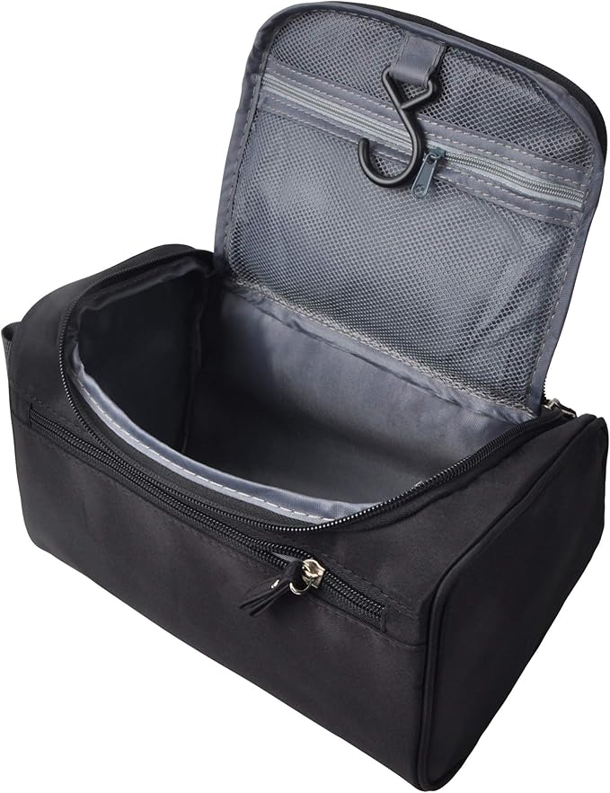 Vercord Mens Toiletry Bag Wash Travel Small Shaving Dop Kit Shower Bathroom Ditty Hygiene Bag Black