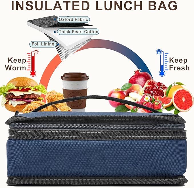 FlowFly Small Insulated Lunch box Portable Soft Bag Mini Cooler Thermal Meal Tote Kit with Handle for Work & School, Cyan