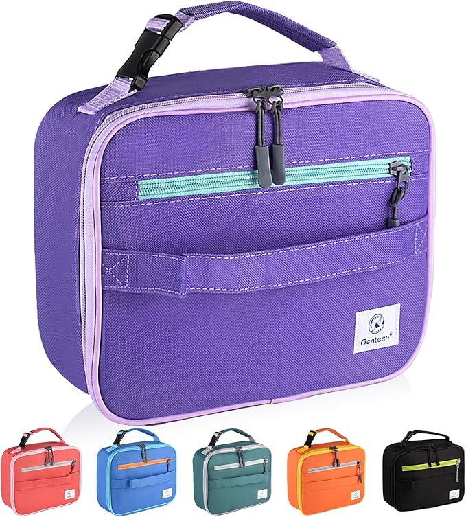 Genteen Lunch Box Lunch Bag for Kids Girls,Insulated Lunch Bag Women,Reusable Lunchbox for School,Work,Outdoor (Purple)