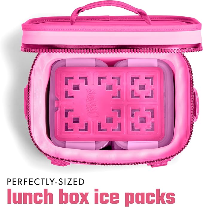 Cool Coolers XL Fashion Ice by Fit + Fresh, 2pk Ice Blocks for Lunchboxes, Freezer Packs for Coolers, Hot Pink