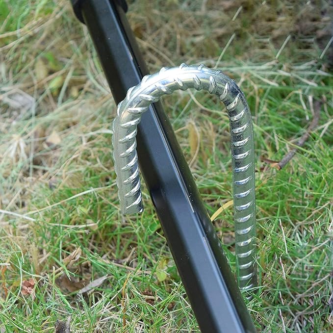 Rebar Stakes 12 inch, 5/16" Diameter Heavy Duty J Hook Stakes 55 Pack, Galvanized Anti-Rust Ground Anchor Long Tent Stakes for Dog Fence Trompoline Swing Set
