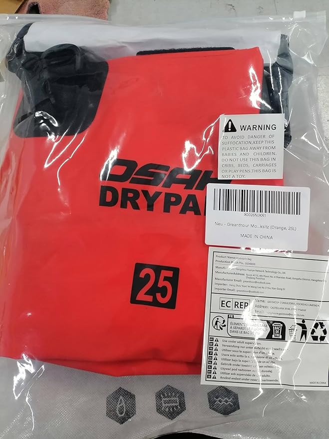 Motorcycle Dry Bag - Waterproof Motorcycle Duffle & Luggage Tail Bag Saddle Bags with Roll Top Closure, Large Storage Space，for Motorcycle Back Seat(Orange, 25L)