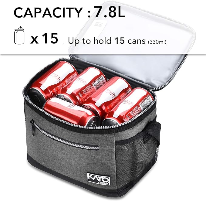 Tirrinia Insulated Lunch Box for Men/Women, Leakproof Thermal Lunch Bag for Office Picnic Work Beach Camping, Reusable Lunch Cooler Tote for Adult,Dark Grey