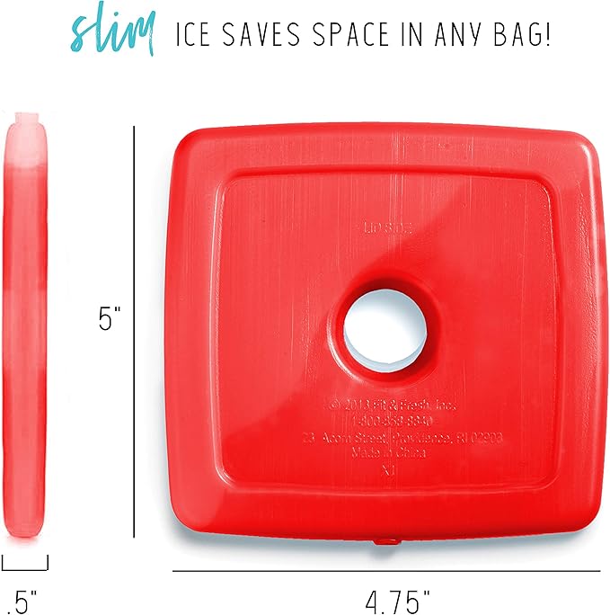 Cool Coolers By Fit & Fresh 4 Pack Slim Ice Packs, Quick Freeze Space Saving Reusable Ice Packs for Lunch Boxes or Coolers, Multi Colored, Single Pack