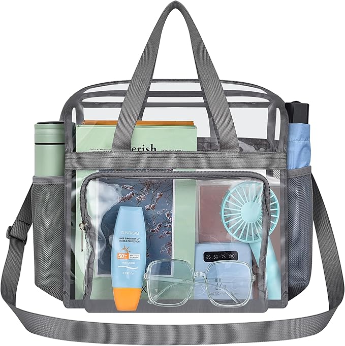 USPECLARE Clear Tote Stadium Approved, Security Travel & Gym Clear Bag for Work Sports Games Concerts