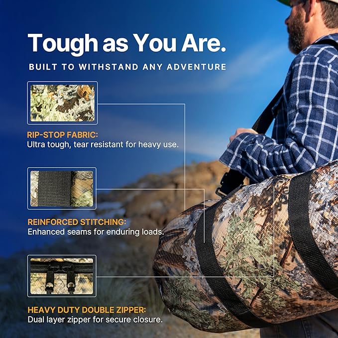 North Star Sports Large Duffle Bag for Travel Heavy Duty Gym Bag | Foldable and Weatherproof Tactical Gear Bags for Tactical Equipment, or as Carry on Travel Duffel Bags