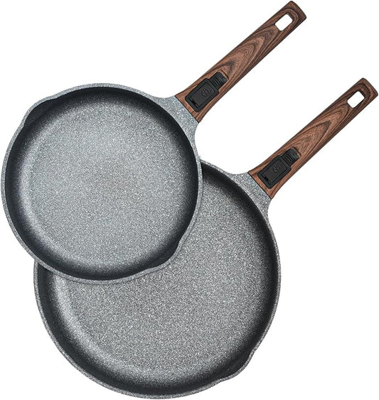 10 Inch and 12.5 Inch Smart Nonstick Frying Pan Set with Removable Handles,Cast Aluminum and Anti-Scratch Skillets,Compatible with All Stovetops,Dishwasher and Oven Safe