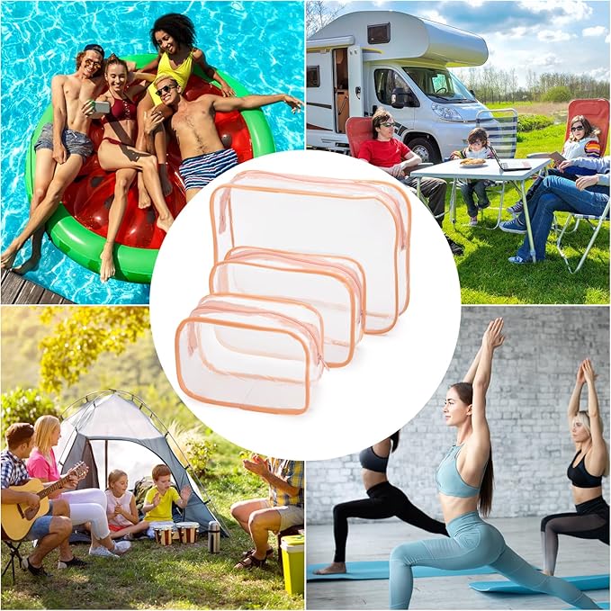 Tbestmax 10 Pack Clear Cosmetic Bags Makeup Bags Portable Waterproof TSA Approved Travel Toiletry Bags Organizer