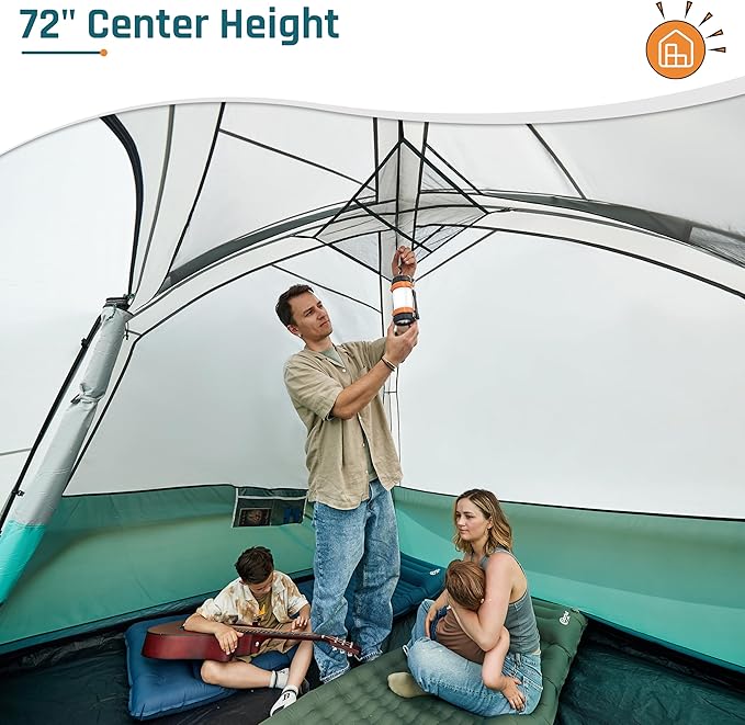 Tents for Camping 6/10 Person Camping Tent with Screen Porch, Weatherproof Large Cabin Tent with Rainfly and Carry Bag, Family Tent for Outdoor Camping and Backyard