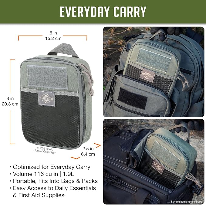 MAXPEDITION Beefy Pocket Organizer, Compact, MOLLE-Compatible, 1000D Nylon Tactical Pouch, Everyday Carry Tool and Gear Storage for Outdoor, Tactical, Survival, 0266