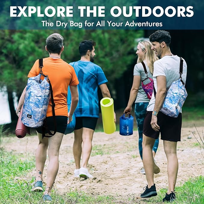 VILLEY Dry Bag Waterproof 5L Roll Top Sack Keeps Gear Dry Lightweight Dry Sack with Waterproof Phone Case for Kayaking Boating Camping Swimming and Beach Adventures Transparent Blue