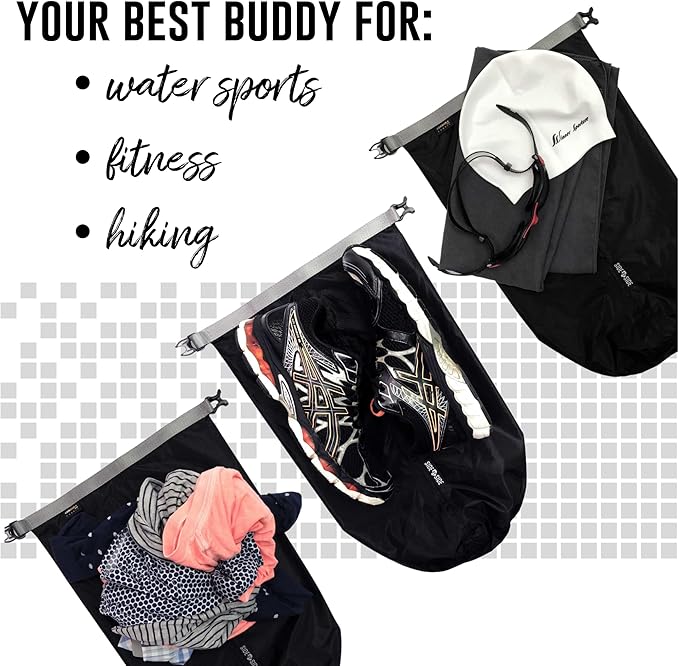 Side by Side Dry Bag 10 Liter Ultralight Waterproof – Lightweight Compression Sack for Kayaking, Hiking, Beach & Travel – CORDURA Fabric Stuff Sack for Wet Clothes, Gym Gear, Marine & Outdoor Use