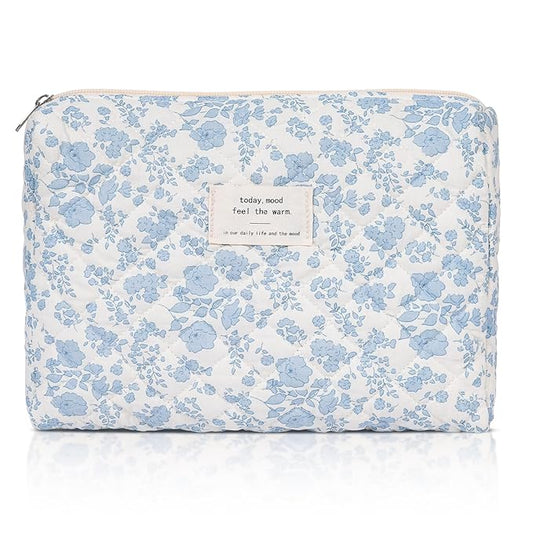Makeup Pouch,Quilted Cosmetic Bags,Large Floral Make Up Organizer for Women