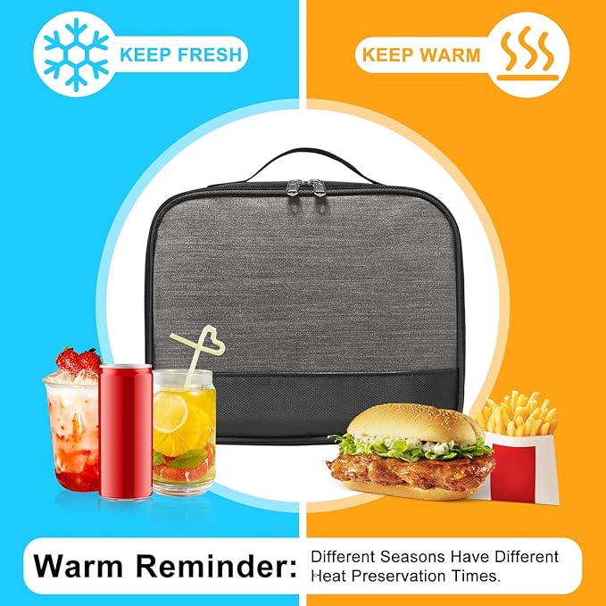 Lunch Box for Men - Reusable Lunch Bag Men Adult Women- Insulated LunchBox for Office Hiking Camping (Gray)