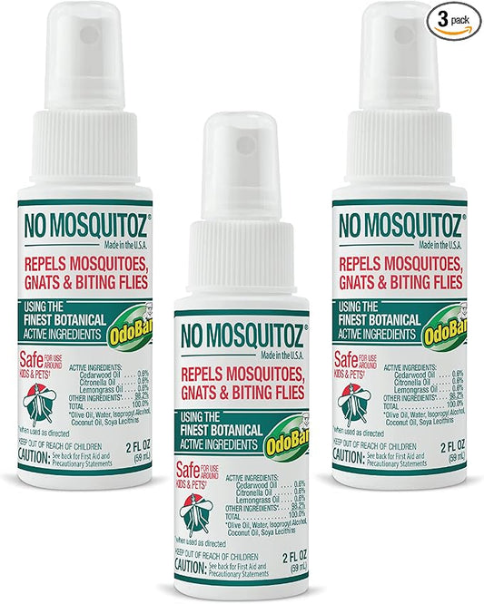 No Mosquitoz Botanical Bug Repellent, Effective for Gnat, Mosquito, and Biting Flies, Hand-Crafted and DEET-Free, Non-Greasy Formula, Made in The USA, 2 Ounce Spray Bottle, 3-Pack