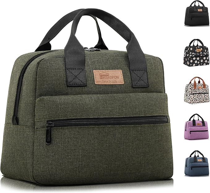 HOMESPON Insulated Lunch Bag for Women Men Lunch Box Cooler Lunch Tote for Work Picnic (Green)
