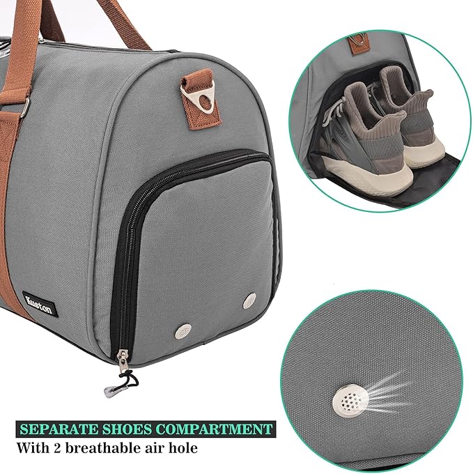 Kuston Sports Gym Bag with Shoe Compartment&Wet Pocket,Travel Duffel bag,Weekend Bag,Workout Bag Suitable for Men and Women