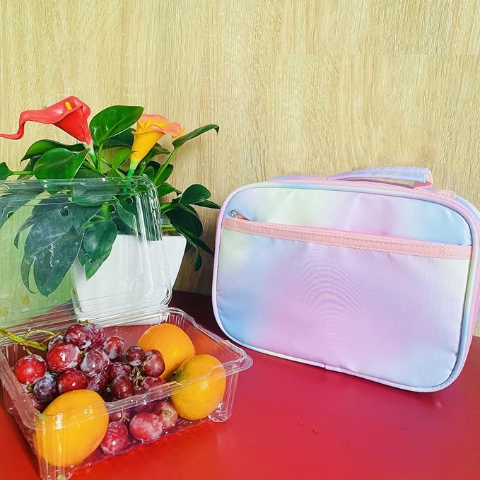 Kids Lunch Box Boys Girls Insulated Lunch Cooler Bag Reusable Lunch Tote Kit for School Travel (Y064 Rainbow)