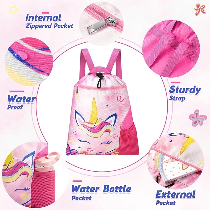 WAWSAM Gym Drawstring Backpack String Bag - 15” x 17” Sports Gym Bag for Kids Waterproof Swimming Beach Shopping Yoga Bag