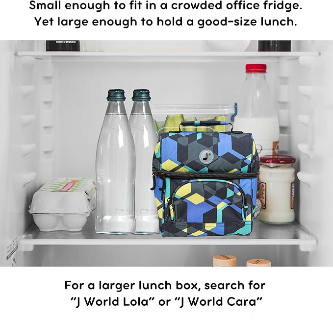 J World Corey Kids Lunch Bag. Insulated Lunch-Box for Boys Girls, Cubes