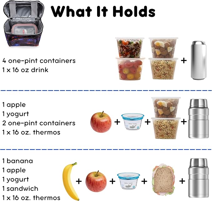 J World Corey Kids Lunch Bag. Insulated Lunch-Box for Boys Girls, Galaxy