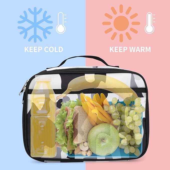 Rickyh Style Lunch Box with Padded Liner, Spacious Insulated Lunch Bag for Men and Women, Durable Thermal Lunch Cooler with Strap, 2 Pockets, 10 x 8 x 3.7 in