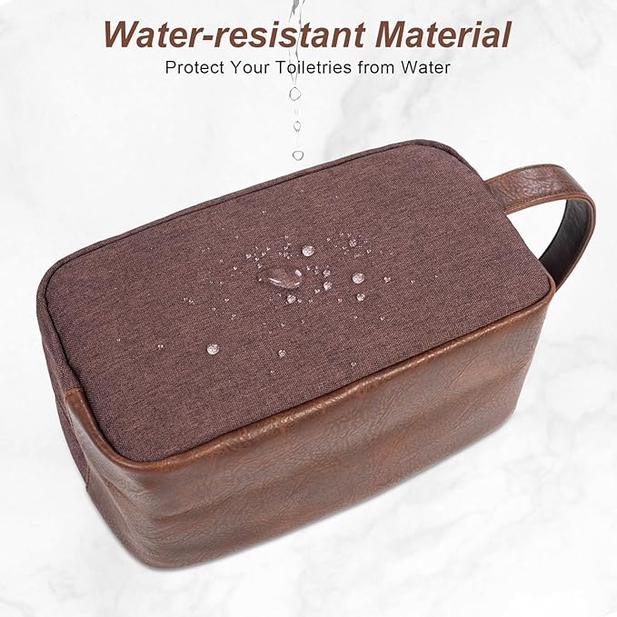 Travel Toiletry Bag for Men, Hanging Toiletry Organizer, Water Resistant Shaving Kit with Large Capacity for Travel Accessories (Coffee Brown)