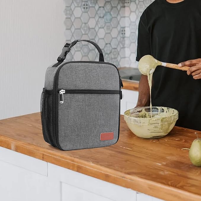 Lunch Box for Men & Women Durable Lunch Bag for Adults Reusable Small Lunchbox Grey