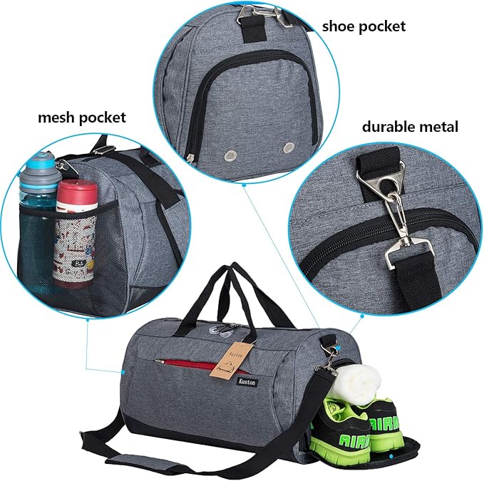 Kuston Sports Small Gym Bag for Men and Women Travel Duffel Bag Workout Bag with Shoes Compartment&Wet Pocket