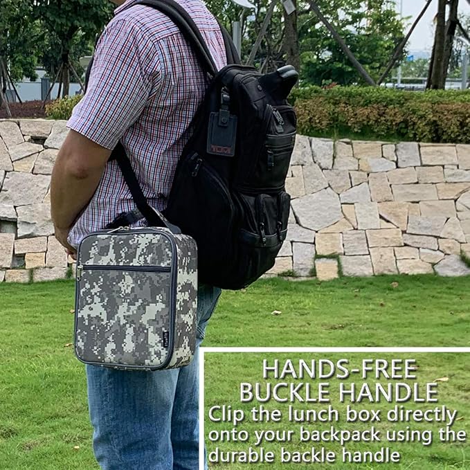 FlowFly Lunch box Insulated Soft Bag Mini Cooler Back to School Thermal Meal Tote Kit for Girls, Boys,DigitalCamo