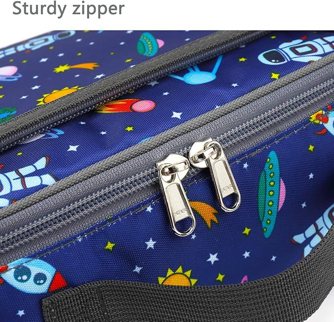 FlowFly Kids Lunch box Insulated Soft Bag Mini Cooler Back to School Thermal Meal Tote Kit for Girls, Boys, Astronaut