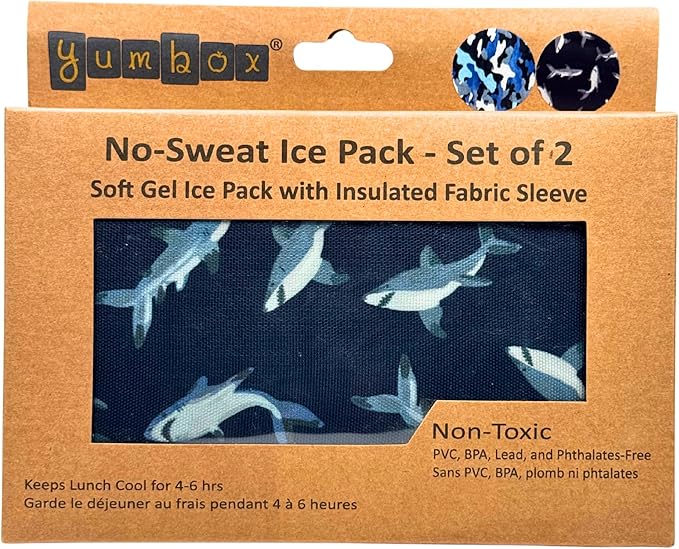 Yumbox Reusable Soft Ice Packs with Fabric Sleeve for Lunch Box and Cooler, Sweatproof, Pack of 2 Gel Ice Packs (Camo)