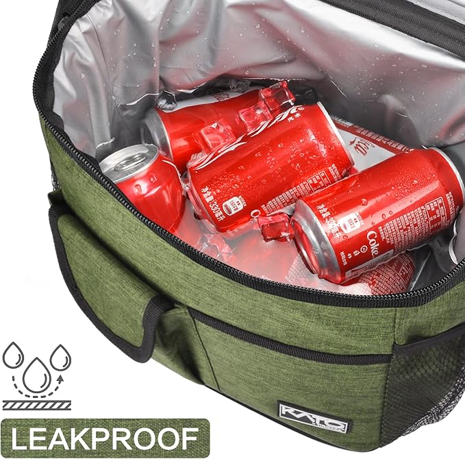 Large Insulated Lunch Bag for Women Men, 10L Leakproof Thermal Reusable Lunch Box for Adult, Tall Meal Prep Lunch Cooler Tote with 4 Pockets for Office Work by Tirrinia, Green