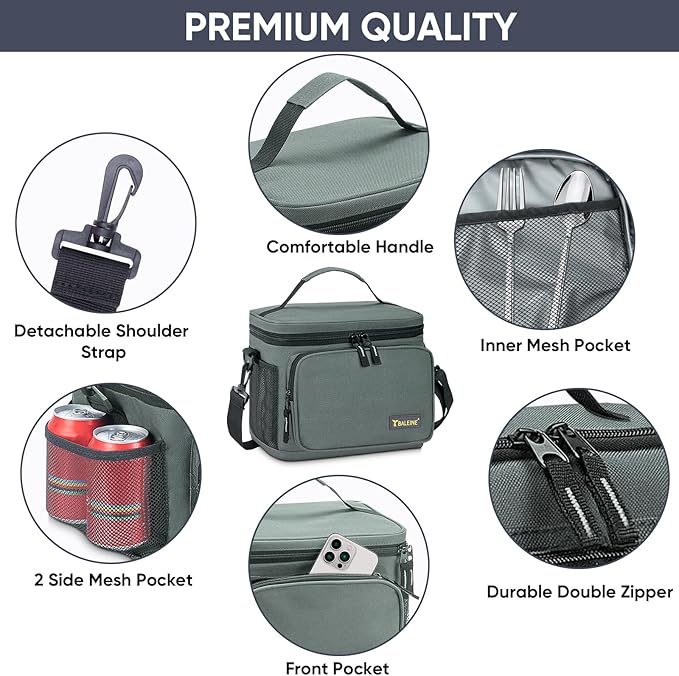 BALEINE Insulated Lunch Bag for Men Women, 22 Can Leakproof Cooler Bag with Adjustable Shoulder Strap for Work Picnic, Lunch Box for Women Men (Large, Black)