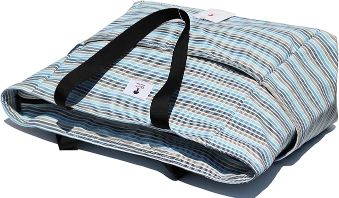 ESVAN Large Foldable Beach Bag for for Women with Dry Wet Compartment Waterproof Sandproof Travel Gym Picnic Handbag