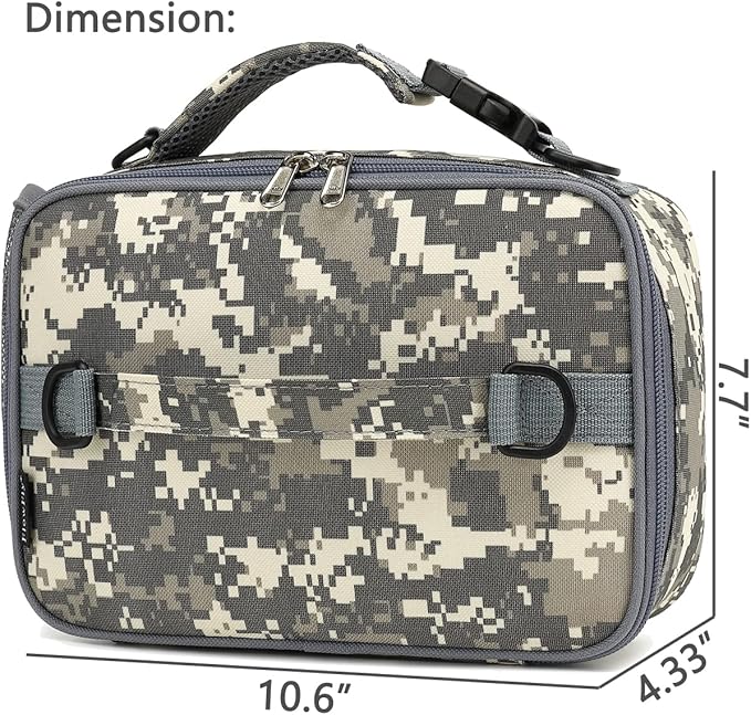 FlowFly Kids Lunch Bag, Durable Insulated School Lunch Box with Shoulder Strap and Bottle Holder, Water-resistant Thermal Small Lunch Cooler Tote for Teen Boys & Girls,Digital#Camo