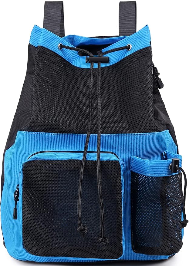 Lohol Large Mesh Drawstring Backpack with Shoe Bag, Durable Swimming String Sack with Handle for Sports Gym Yoga Beach Travel
