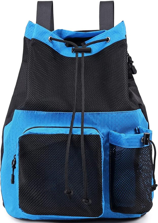 Lohol Large Mesh Drawstring Backpack with Shoe Bag, Durable Swimming String Sack with Handle for Sports Gym Yoga Beach Travel
